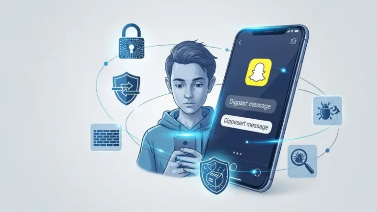 teenager using Snapchat on phone with disappearing message notification